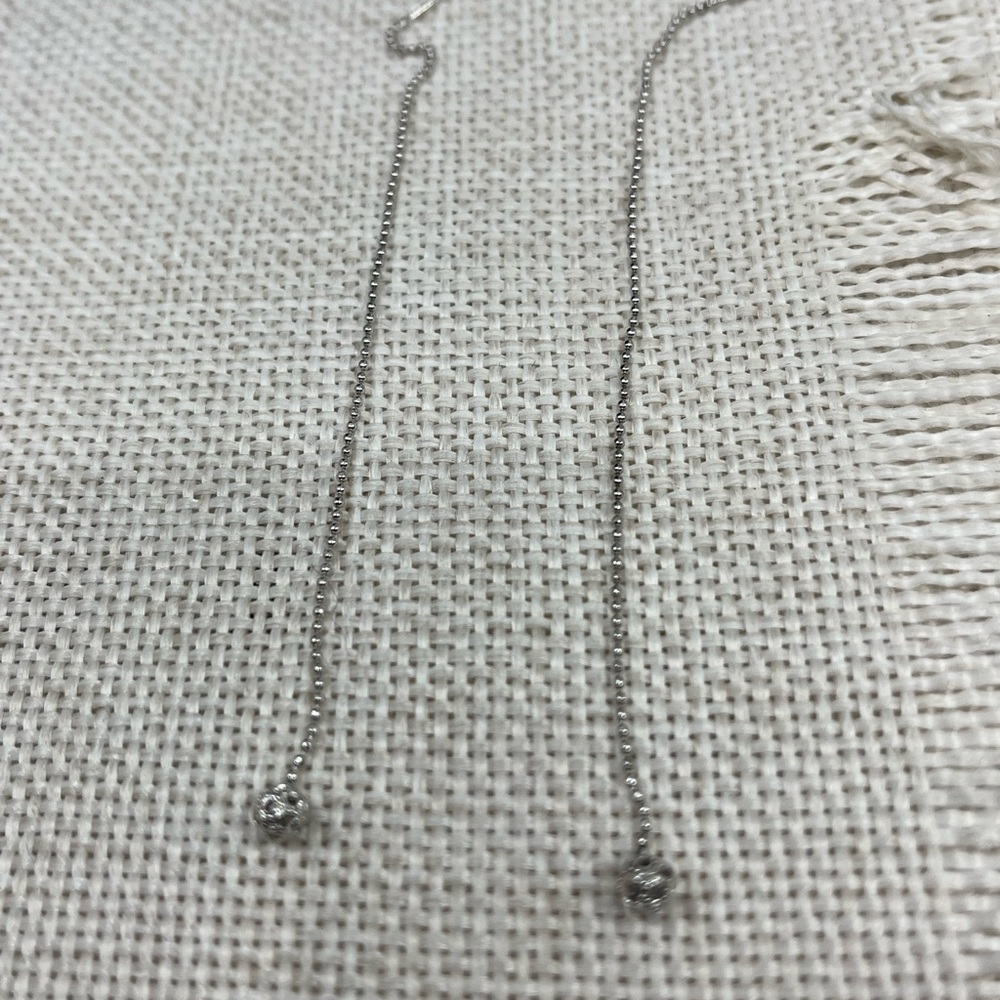 Vintage Platinum-Plated Threader Earrings Lightweight Dangle - Picture 9 of 13